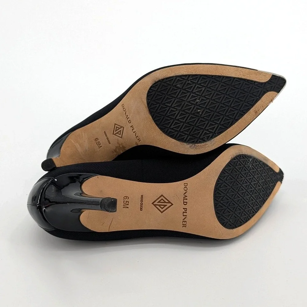 Donald Pliner‎ Ezra Black Mesh Metal Cap Toe Pumps Size 6.5M